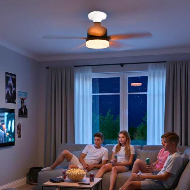 FOCO VENTILADOR LED AIR-5 MASTER COOL BLACK AND WOOD 18W + CONTROL REMOTO