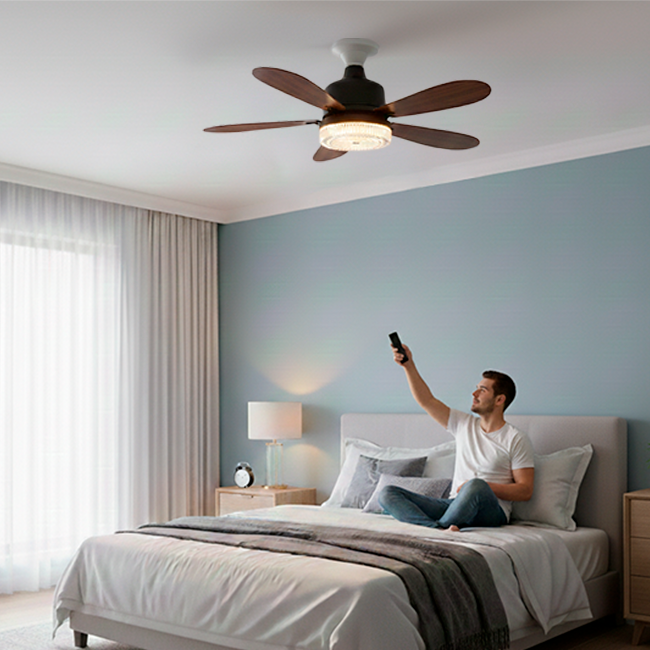 FOCO VENTILADOR LED AIR-5 MASTER COOL BLACK AND NOGAL 18W + CONTROL REMOTO