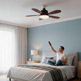 FOCO VENTILADOR LED AIR-5 MASTER COOL BLACK AND NOGAL 18W + CONTROL REMOTO