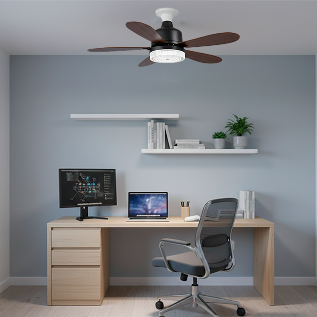 FOCO VENTILADOR LED AIR-5 MASTER COOL BLACK AND NOGAL 18W + CONTROL REMOTO