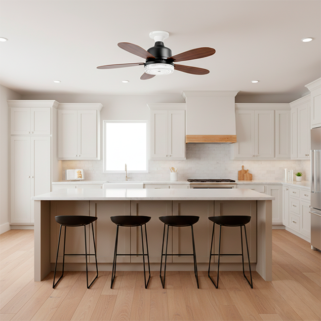 FOCO VENTILADOR LED AIR-5 MASTER COOL BLACK AND NOGAL 18W + CONTROL REMOTO