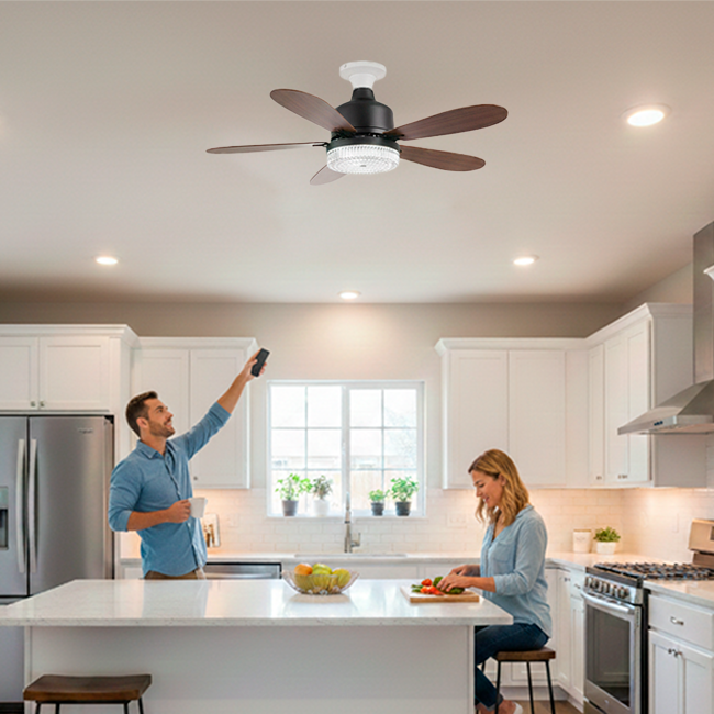 FOCO VENTILADOR LED AIR-5 MASTER COOL BLACK AND NOGAL 18W + CONTROL REMOTO