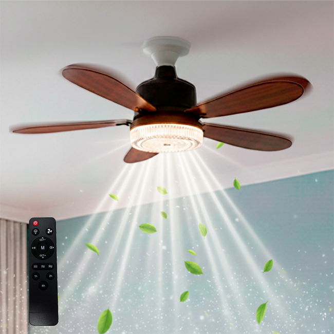 FOCO VENTILADOR LED AIR-5 MASTER COOL BLACK AND NOGAL 18W + CONTROL REMOTO