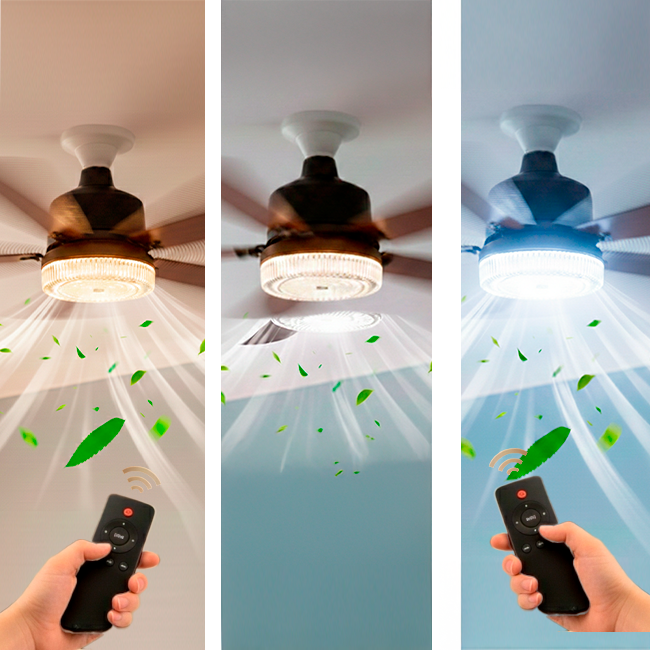 FOCO VENTILADOR LED AIR-5 MASTER COOL BLACK AND NOGAL 18W + CONTROL REMOTO