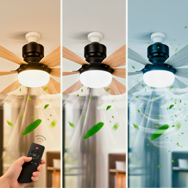 FOCO VENTILADOR LED AIR-6 MASTER COOL BLACK AND WOOD 18W + CONTROL REMOTO