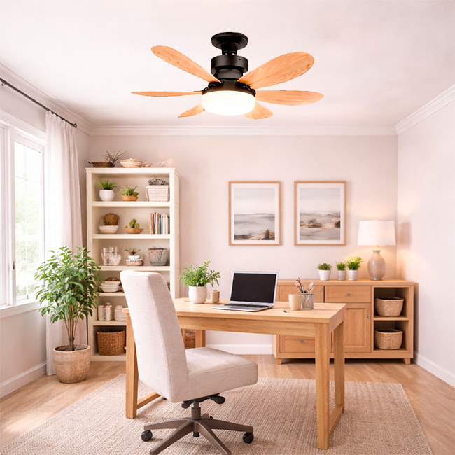 FOCO VENTILADOR LED AIR-6 MASTER COOL BLACK AND WOOD 18W + CONTROL REMOTO