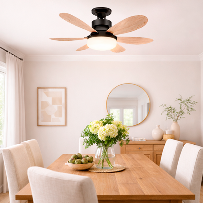 FOCO VENTILADOR LED AIR-6 MASTER COOL BLACK AND WOOD 18W + CONTROL REMOTO