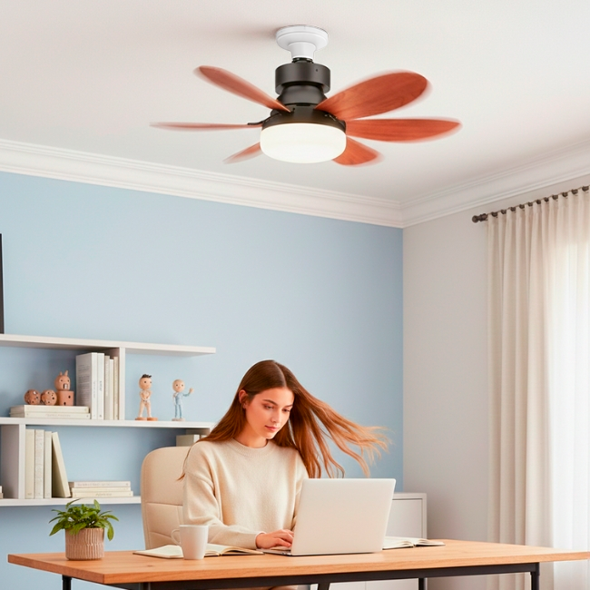 FOCO VENTILADOR LED AIR-6 MASTER COOL BLACK AND NOGAL 18W + CONTROL REMOTO