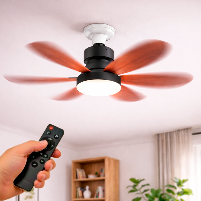 FOCO VENTILADOR LED AIR-6 MASTER COOL BLACK AND NOGAL 18W + CONTROL REMOTO