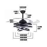 LÁMPARA VENTILADOR LED RETRÁCTIL LUXURY FUTURA BLACK + CONTROL REMOTO