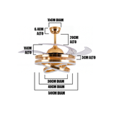 LÁMPARA VENTILADOR LED RETRÁCTIL LUXURY FUTURA GOLD + CONTROL REMOTO