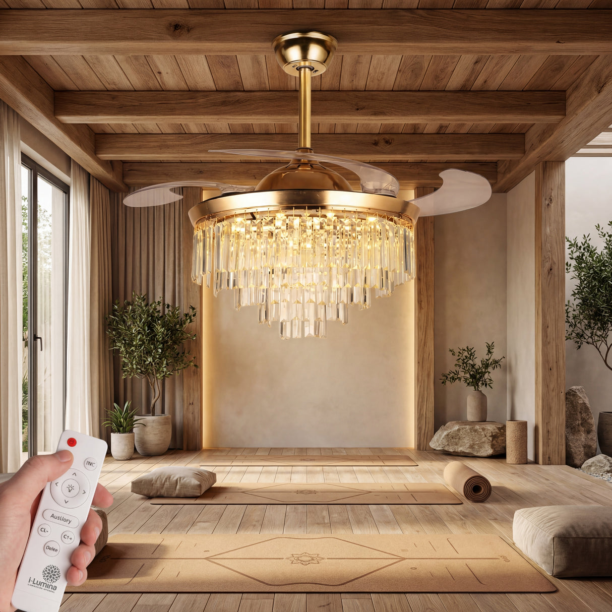 ventilador de techo decorativo para sala de yoga y bienestar