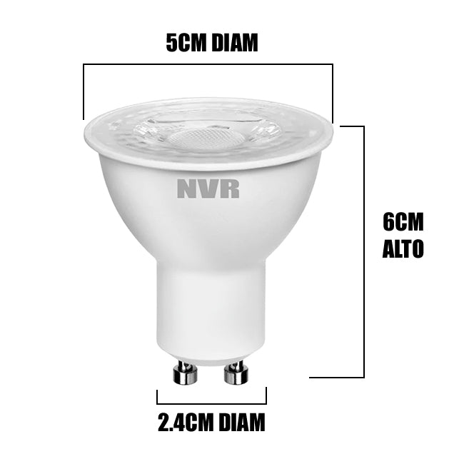 DICROICO LED 8W GU10 3000K LUZ CÁLIDA MARCA NVR