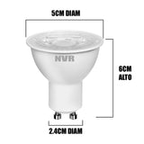 DICROICO LED 8W GU10 3000K LUZ CÁLIDA MARCA NVR