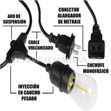 SET COMPLETO - GUIRNALDA LED COLGANTE DE 10MTS + 20 FOCOS LED A60 TRANSPARENTE 4W