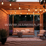 SET COMPLETO - GUIRNALDA LED COLGANTE DE 10MTS + 20 FOCOS LED G95 TRANSPARENTE 4W