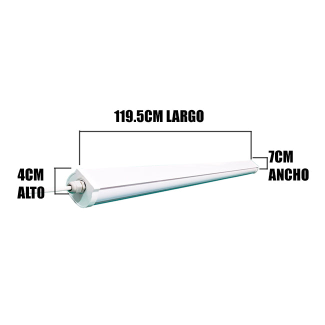 LUMINARIA LED HERMÉTICA INTEGRADA 48W 4800 LÚMENES 1.20 METROS 6500K LUZ BLANCA IP65 IK08