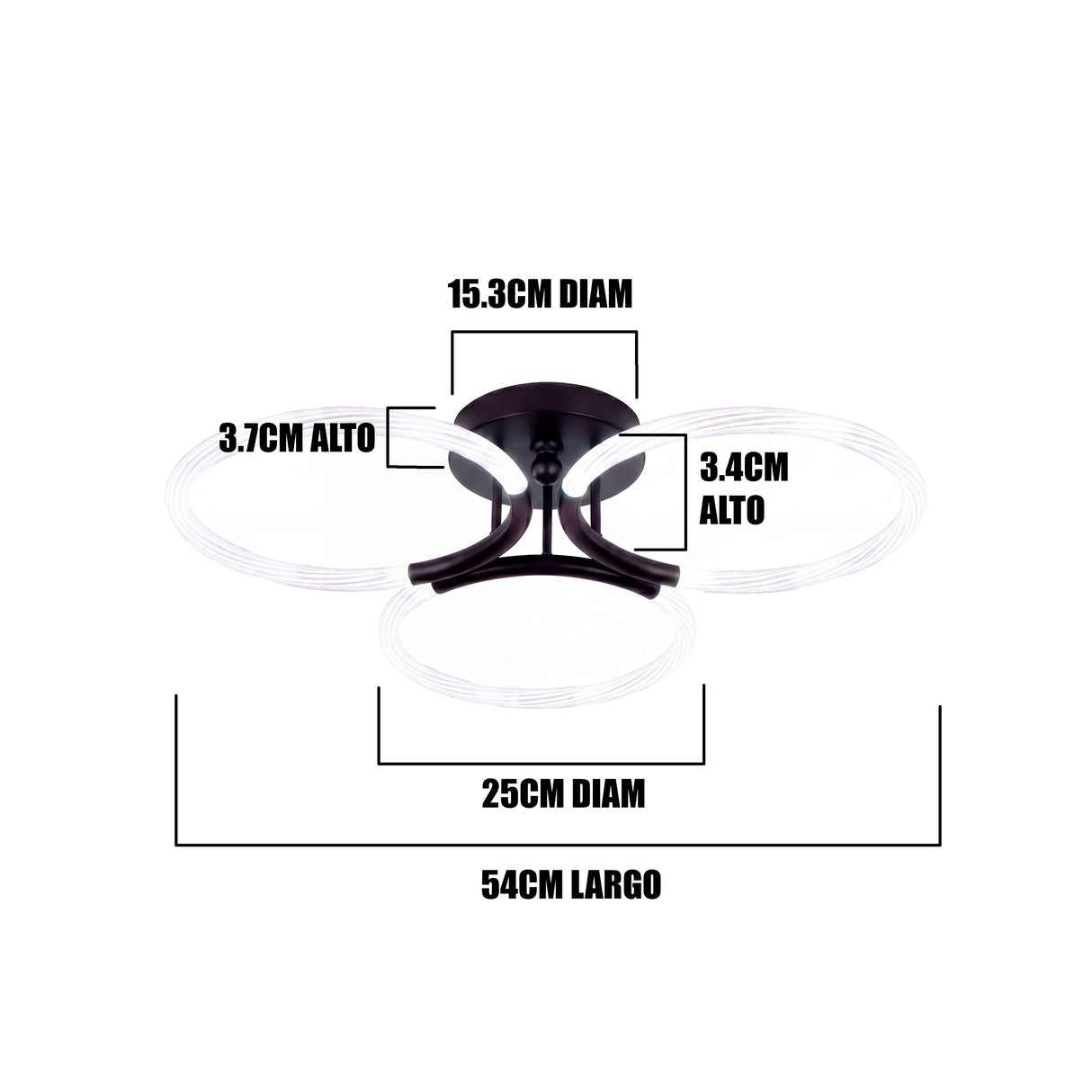 LÁMPARA DE TECHO ESCOCIA TRÍO BLACK LED + CONTROL REMOTO