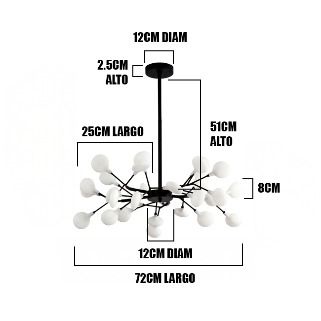 LÁMPARA DE TECHO SPUTNIK NATIVA BLACK - SIN FOCOS