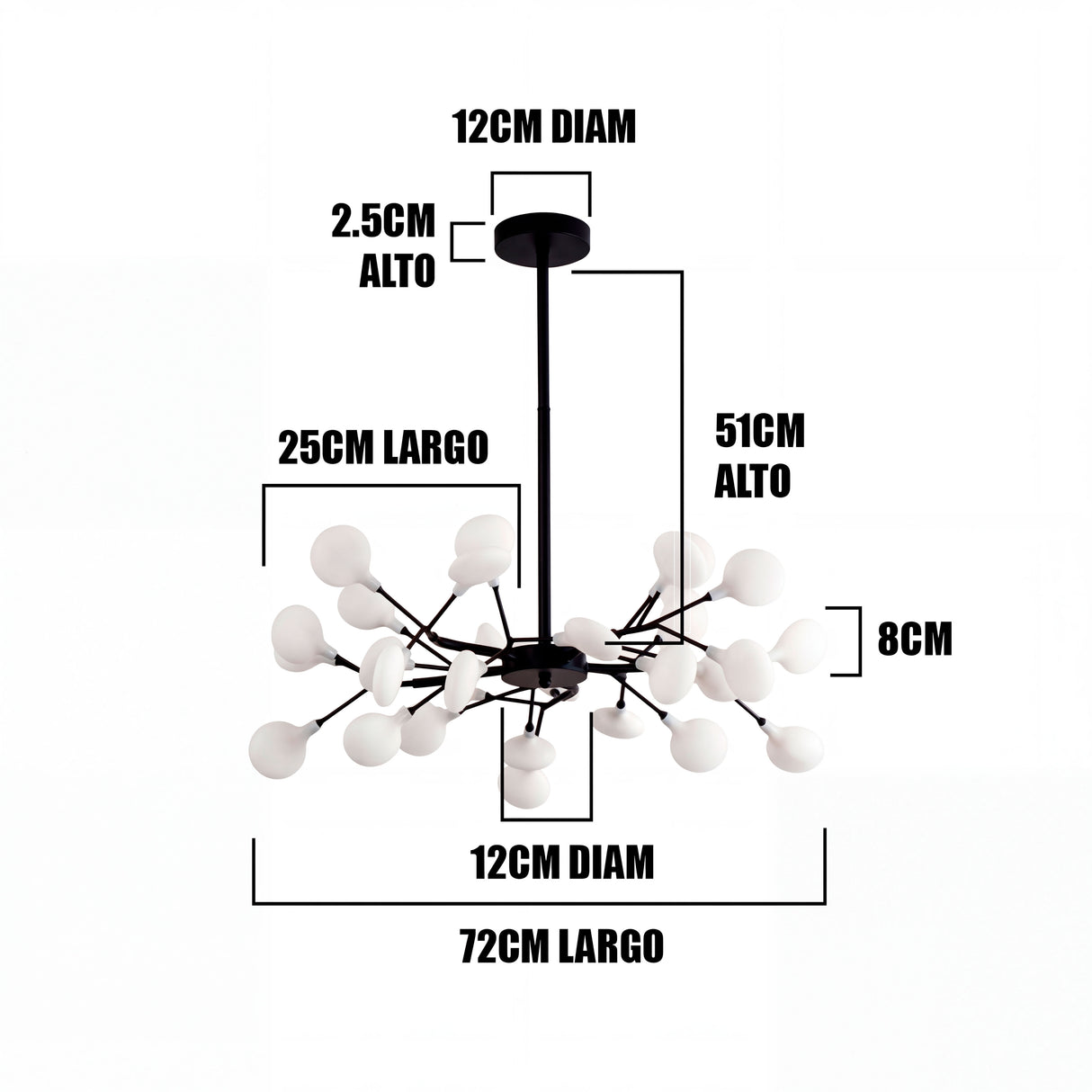LÁMPARA DE TECHO SPUTNIK NATIVA BLACK - SIN FOCOS