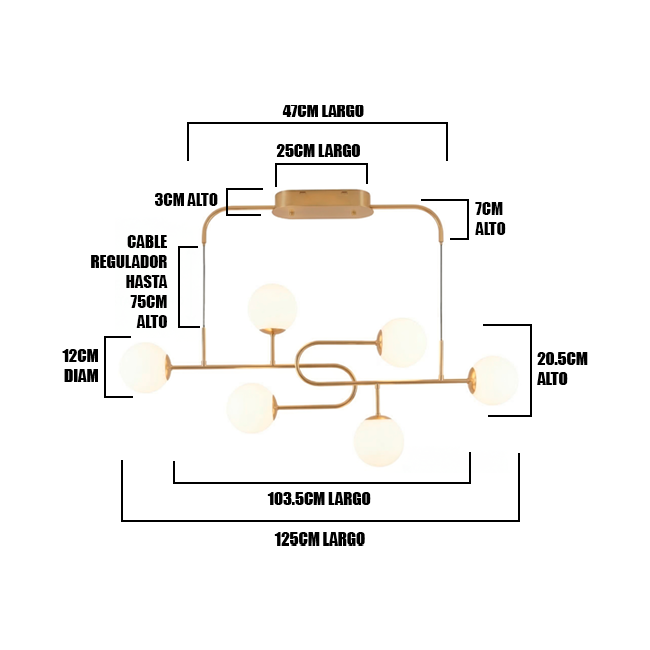 LÁMPARA COLGANTE DE TECHO INFINITY GOLD - SIN FOCOS
