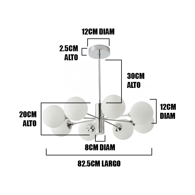 LÁMPARA DE TECHO SPUTNIK ATOMIC CHROME SILVER - SIN FOCOS