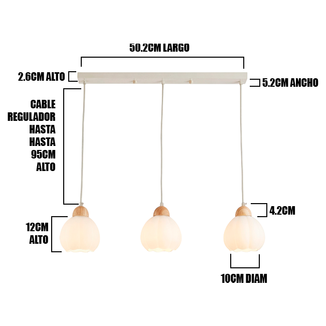 LÁMPARA COLGANTE LOTO WHITE AND WOOD - SIN FOCO