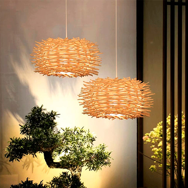 LÁMPARA COLGANTE DE RATTAN NATURAL HARUMI E27