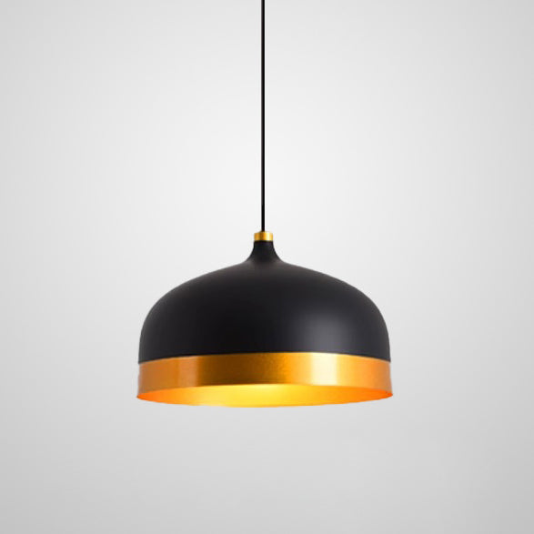 LÁMPARA COLGANTE CAMPANA DE ALUMINIO SIDNEY BLACK AND GOLD / SIN FOCO