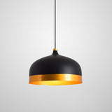 LÁMPARA COLGANTE CAMPANA DE ALUMINIO SIDNEY BLACK AND GOLD / SIN FOCO