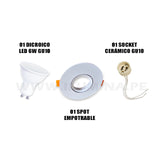 ICORP-2030WH SET COMPLETO - SPOT EMPOTRABLE CON DICROICO LED 6W LUZ CÁLIDA 2700K