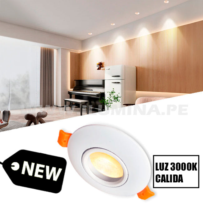 SET COMPLETO - SPOT EMPOTRABLE ICORP-2040WH CON DICROICO LED 6W LUZ CÁLIDA 3000K