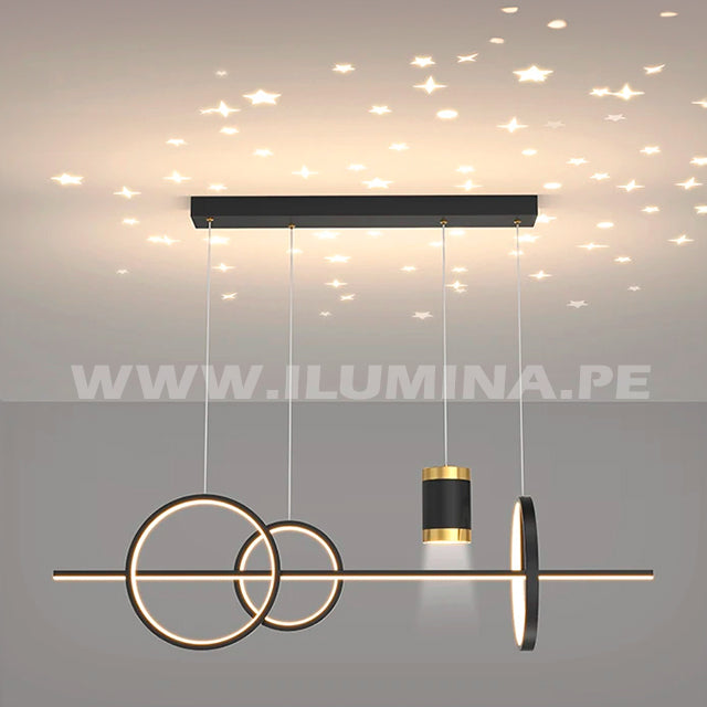 LÁMPARA COLGANTE TRICOLOR TRIANA BLACK AND GOLD LED ECOLAMPS