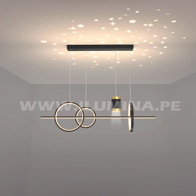 LÁMPARA COLGANTE TRICOLOR TRIANA BLACK AND GOLD LED ECOLAMPS