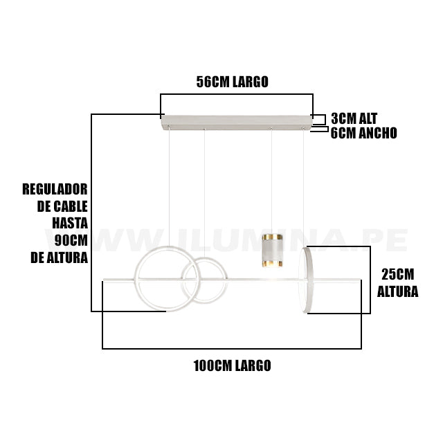 LÁMPARA COLGANTE ALUMINIO LED TRICOLOR JHA19 WHITE + CONTROL REMOTO LED