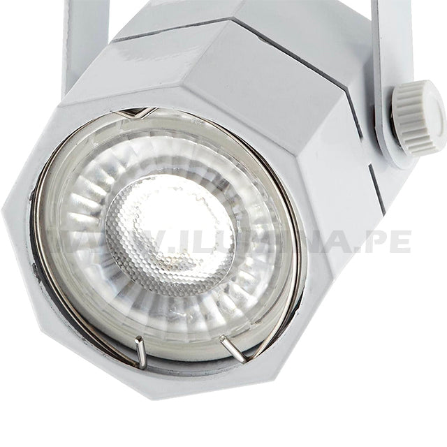 SPOT DE RIEL CARLA WHITE LED + DICROICO LED 6W LUZ CÁLIDA 3000K