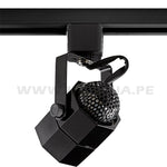 SPOT DE RIEL CARLA BLACK LED + DICROICO LED 6W LUZ CÁLIDA 3000K