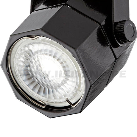 SPOT DE RIEL CARLA BLACK LED + DICROICO LED 6W LUZ CÁLIDA 3000K