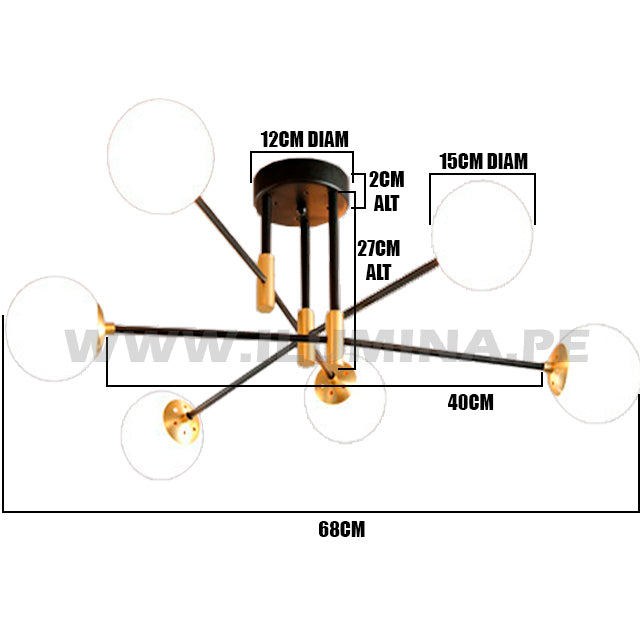 LÁMPARA COLGANTE MARIANGEL + FOCO LED G95 FILAMENTO ÁMBAR 4W 2700K LUZ CÁLIDA