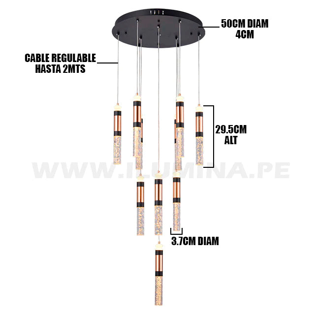 LÁMPARA COLGANTE PREMIUM AURORA BLACK AND GOLD LED + CONTROL REMOTO