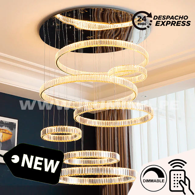 LÁMPARA COLGANTE PREMIUM MANHATTAN SILVER LED + CONTROL REMOTO