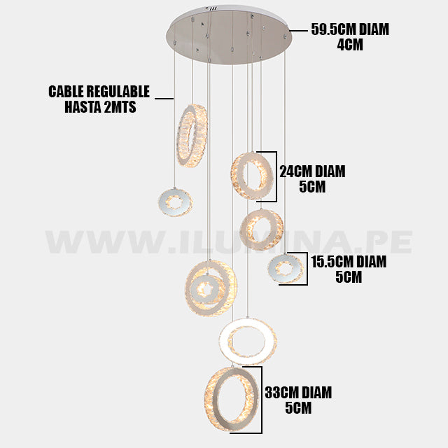 LÁMPARA COLGANTE PREMIUM MARIA CRISTINA LED + CONTROL REMOTO