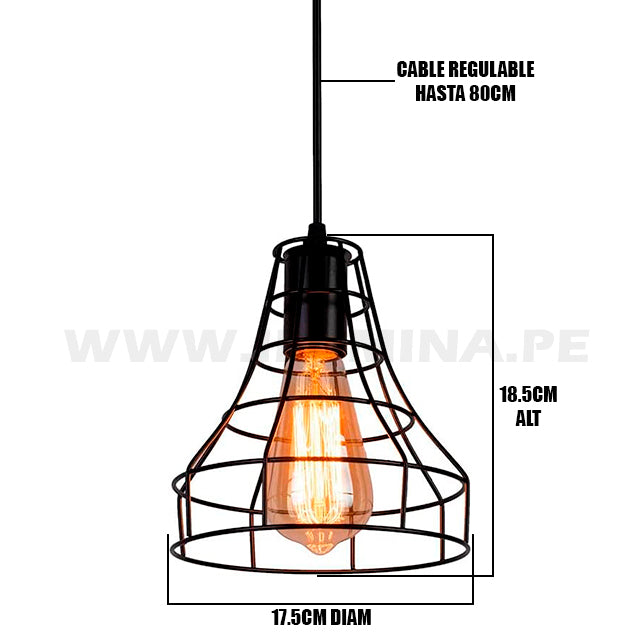 LÁMPARA COLGANTE TIPO JAULA GALICIA BLACK LED