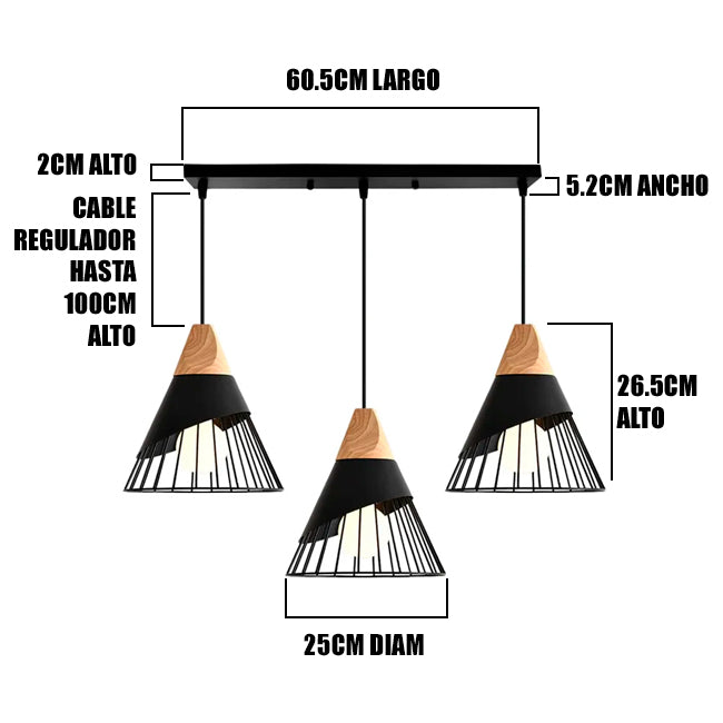 LÁMPARA COLGANTE TRIO ZAMORA BLACK - SIN FOCOS