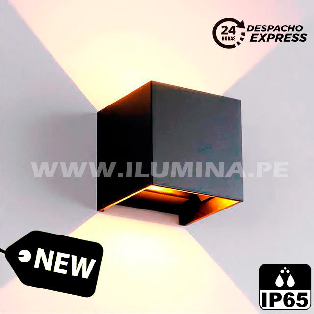 LÁMPARA DE EXTERIOR CUBE LED BLACK 6W LUZ CÁLIDA