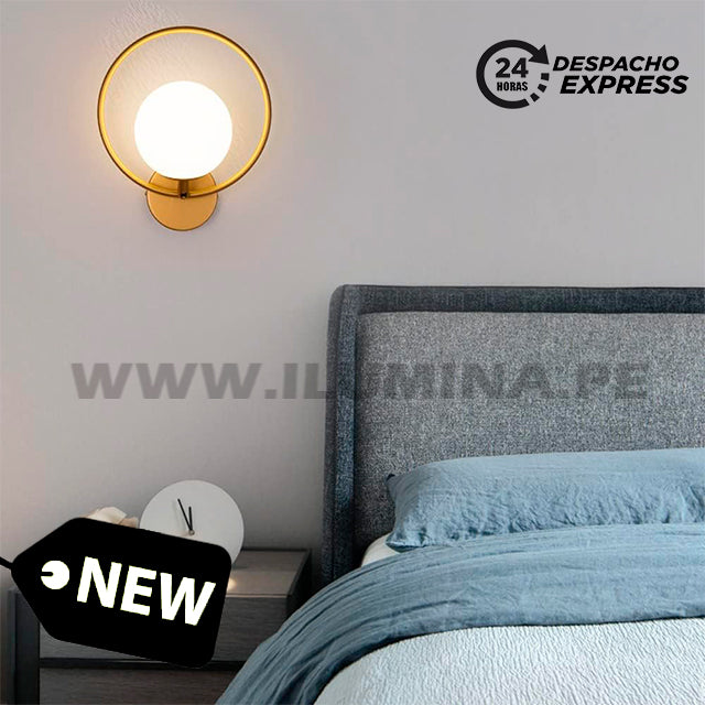 LÁMPARA DE PARED INTERIOR VALERIA GOLD + FOCO LED FILAMENTO G45 4W E27 TRANSPARENTE ILUMINA