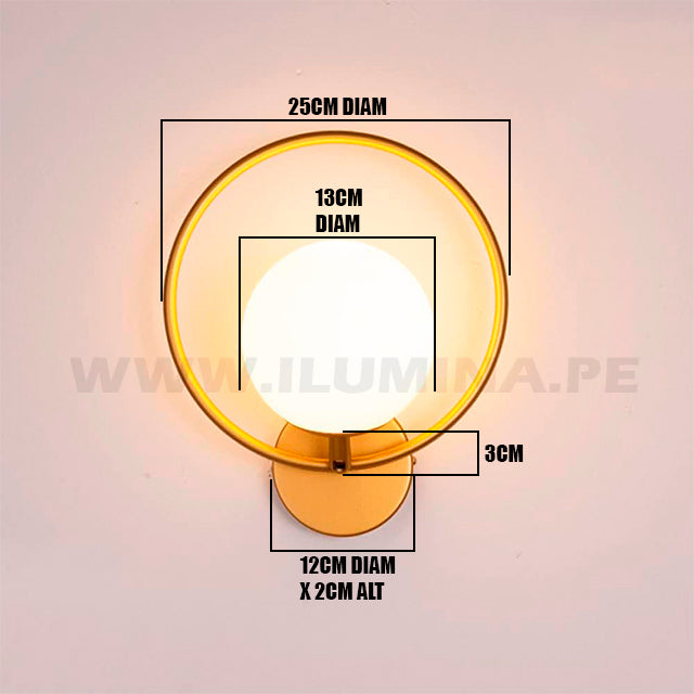 LÁMPARA DE PARED INTERIOR VALERIA GOLD + FOCO LED FILAMENTO G45 4W E27 TRANSPARENTE ILUMINA