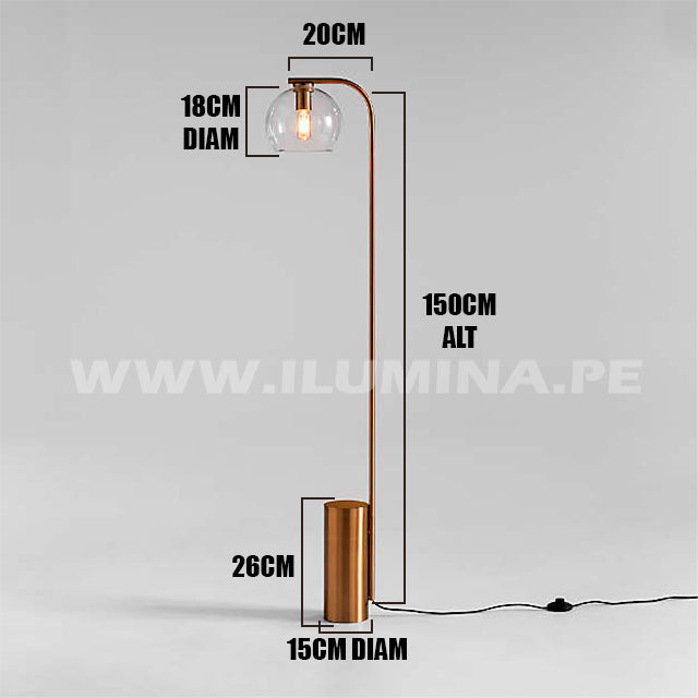 LÁMPARA DE PIE ALMUDENA GOLD LED + FOCO LED 4W LUZ CÁLIDA