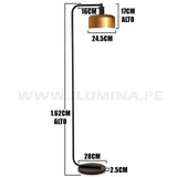 LÁMPARA DE PIE COOPPER LED + FOCO LED 12W LUZ CÁLIDA