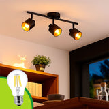 LÁMPARA DE TECHO GRACIELA BLACK AND GOLD + FOCO LED TIPO PERA A60 FILAMENTO TRANSP 4W 2700K LUZ CÁLIDA